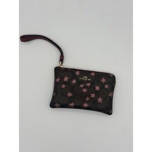 Coach Pouch Star Czip Wristlet Brown With‎ Monogram